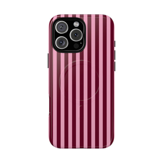 Pink & Burgundy Striped I Tough Magsafe Case