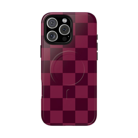 Maroon Checkerboard Tough Magnetic Case | Phone Case