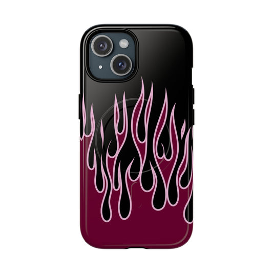 Burgundy Flames iPhone Case — Tough Magnetic Phone Case