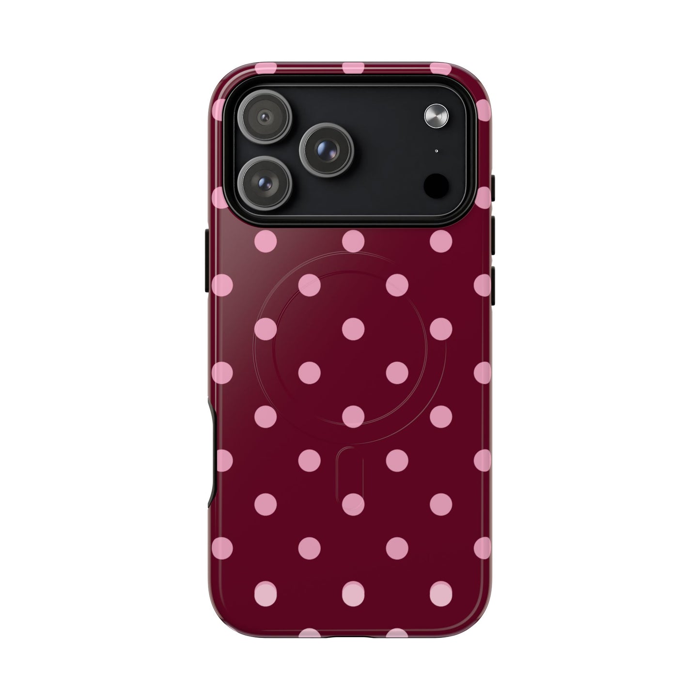 Burgundy Pink Polka Dot Phone Case — Tough Magnetic Protective Case