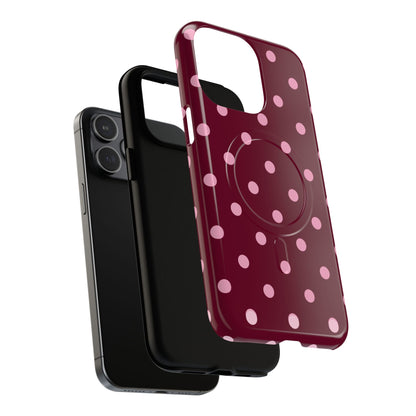 Burgundy Pink Polka Dot Phone Case — Tough Magnetic Protective Case