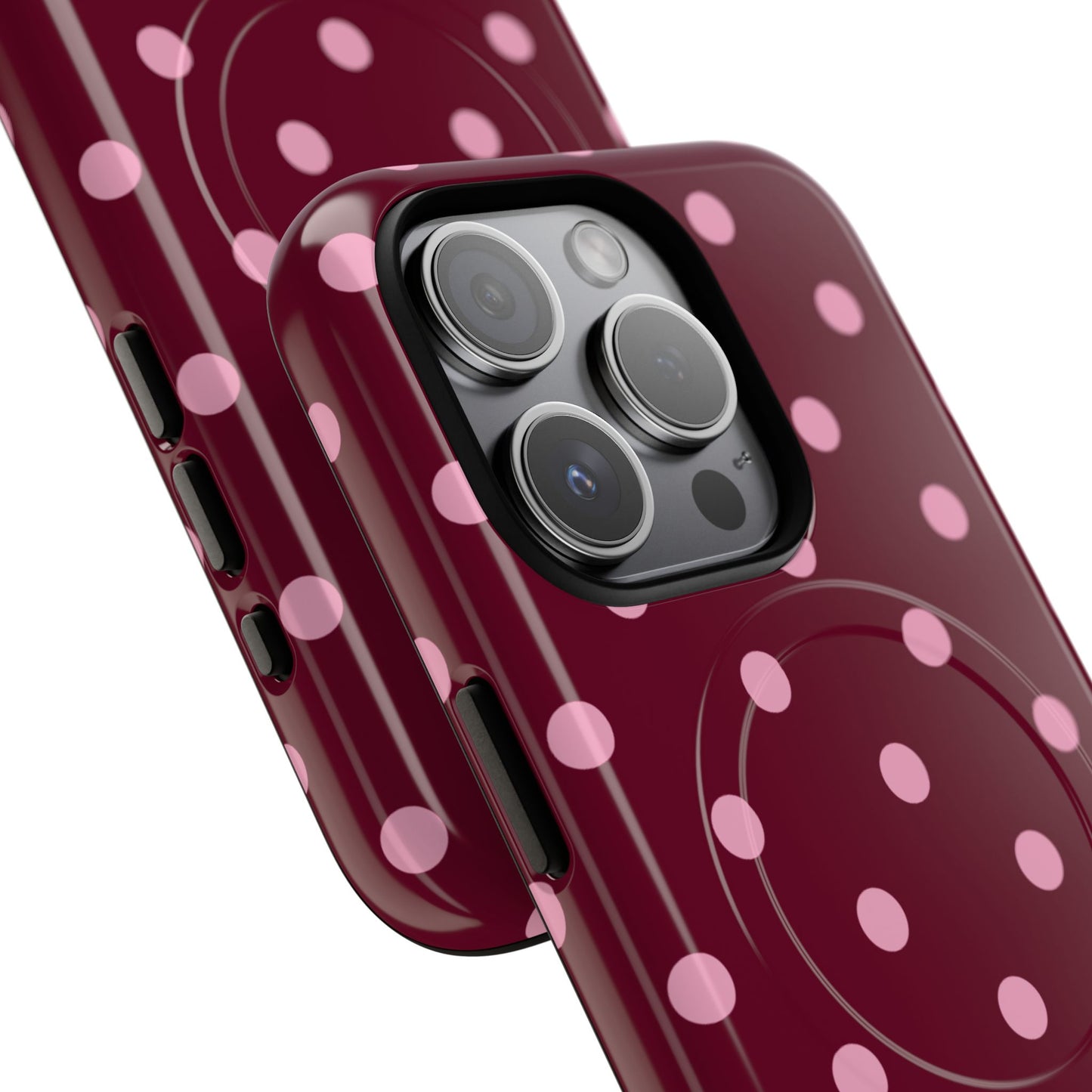 Burgundy Pink Polka Dot Phone Case — Tough Magnetic Protective Case