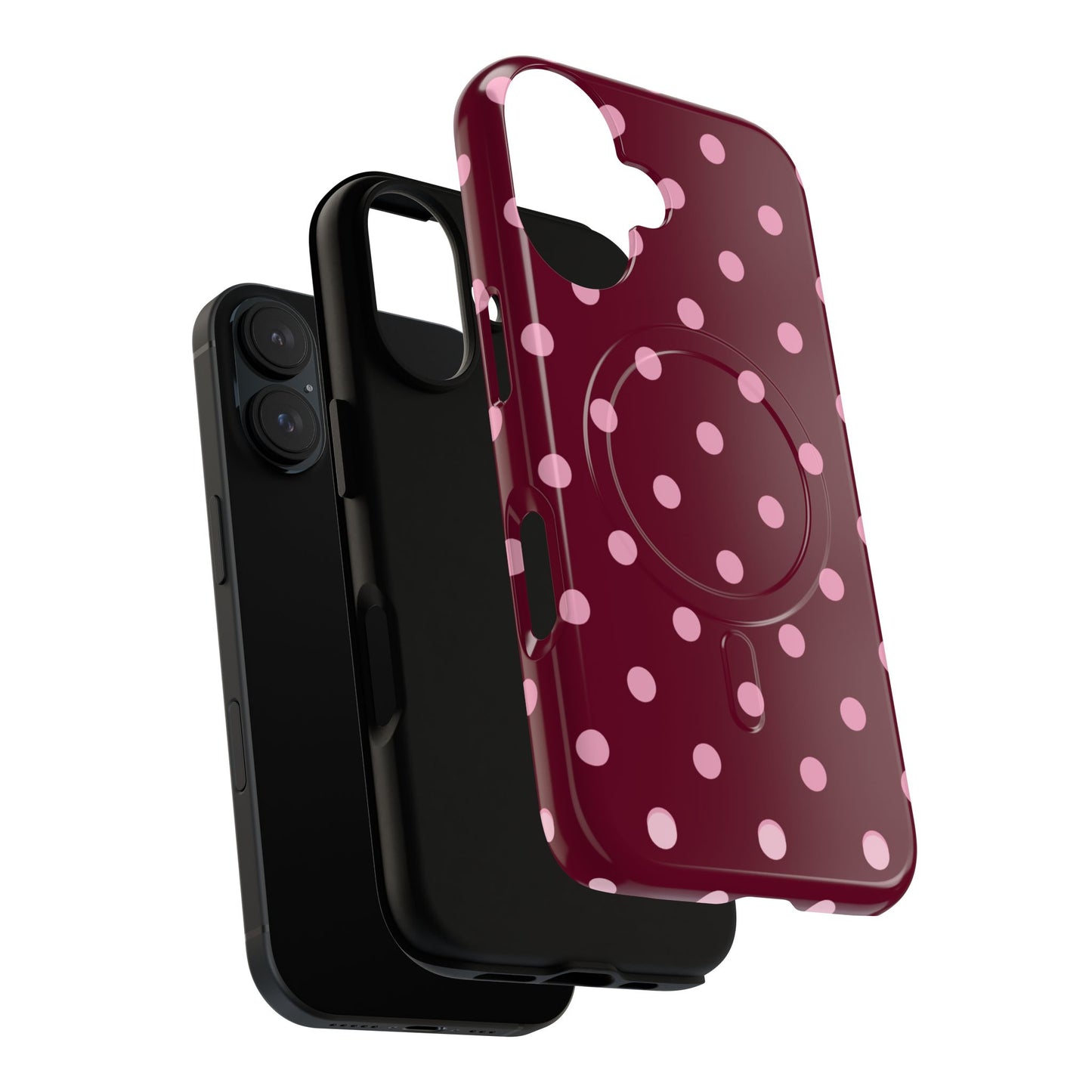 Burgundy Pink Polka Dot Phone Case — Tough Magnetic Protective Case