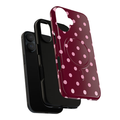 Burgundy Pink Polka Dot Phone Case — Tough Magnetic Protective Case