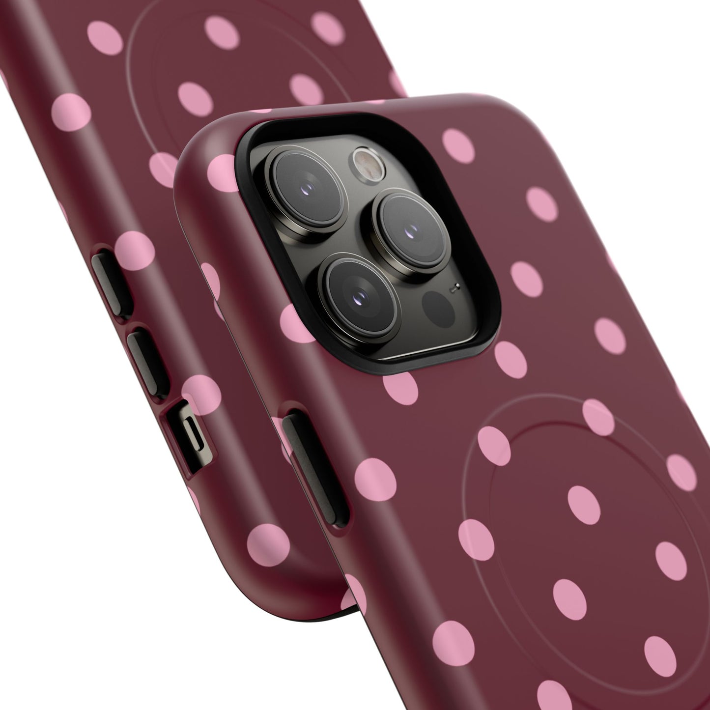 Burgundy Pink Polka Dot Phone Case — Tough Magnetic Protective Case