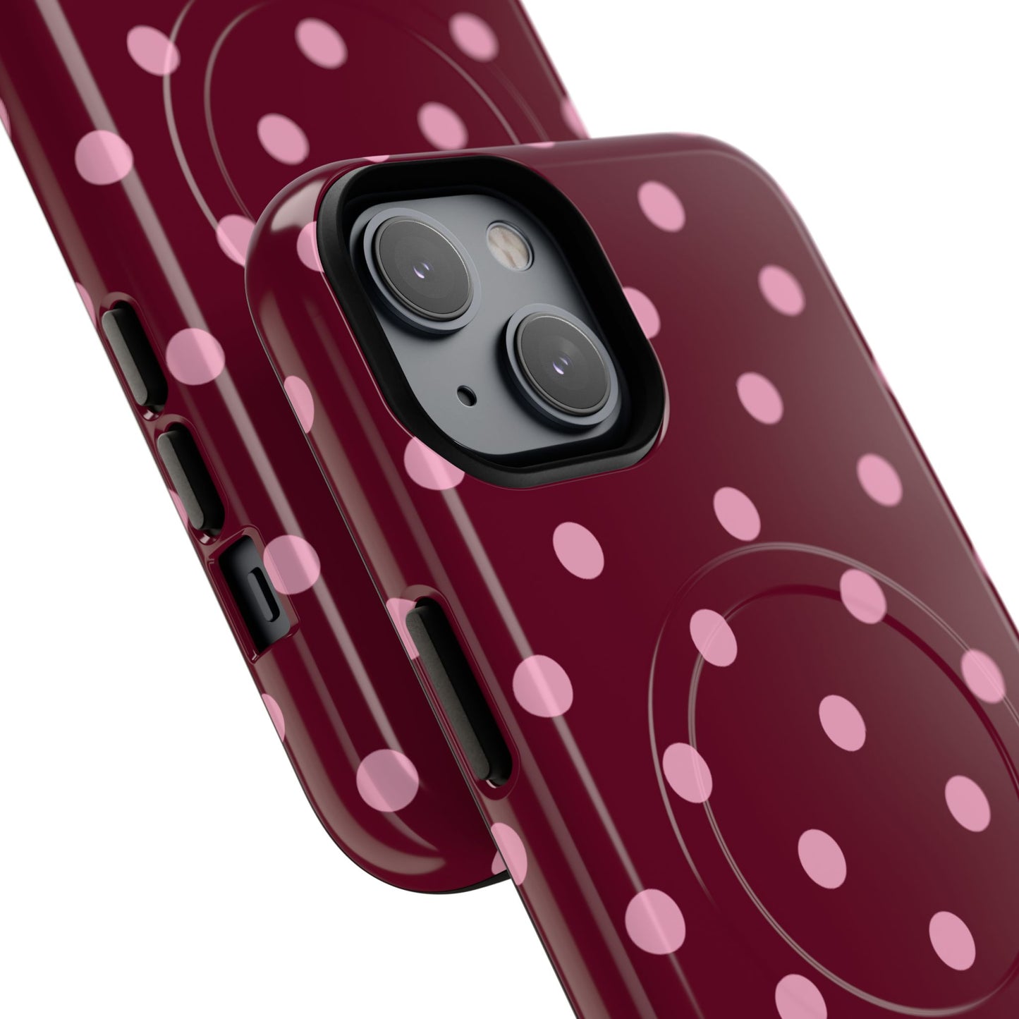 Burgundy Pink Polka Dot Phone Case — Tough Magnetic Protective Case