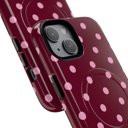 Burgundy Pink Polka Dot Phone Case — Tough Magnetic Protective Case