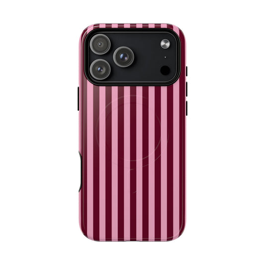 Pink & Burgundy Striped I Tough Magsafe Case