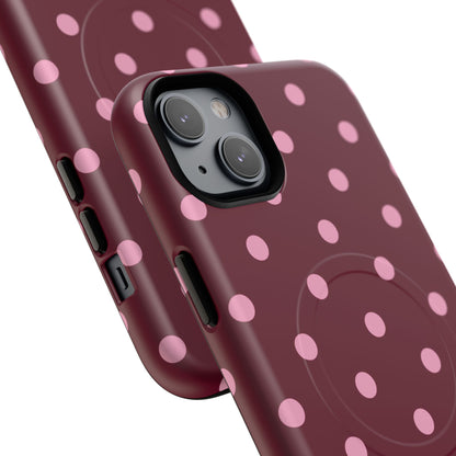 Burgundy Pink Polka Dot Phone Case — Tough Magnetic Protective Case