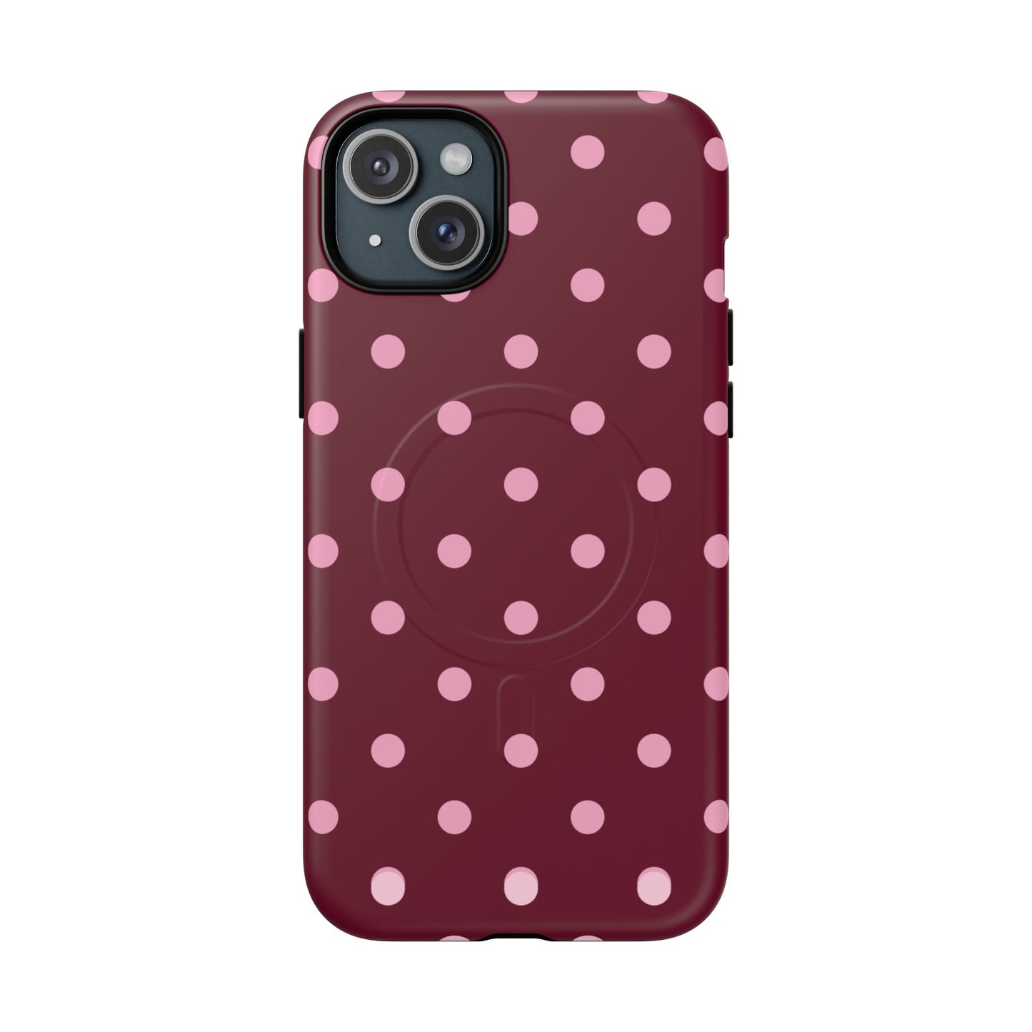 Burgundy Pink Polka Dot Phone Case — Tough Magnetic Protective Case
