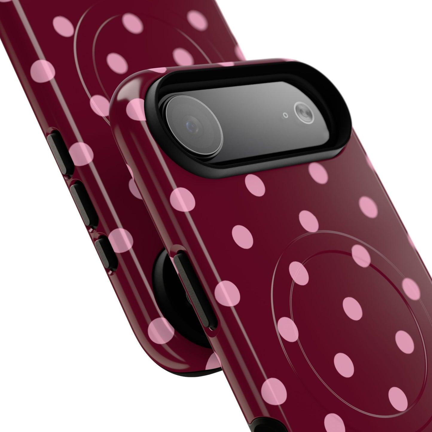 Burgundy Pink Polka Dot Phone Case — Tough Magnetic Protective Case
