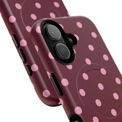 Burgundy Pink Polka Dot Phone Case — Tough Magnetic Protective Case