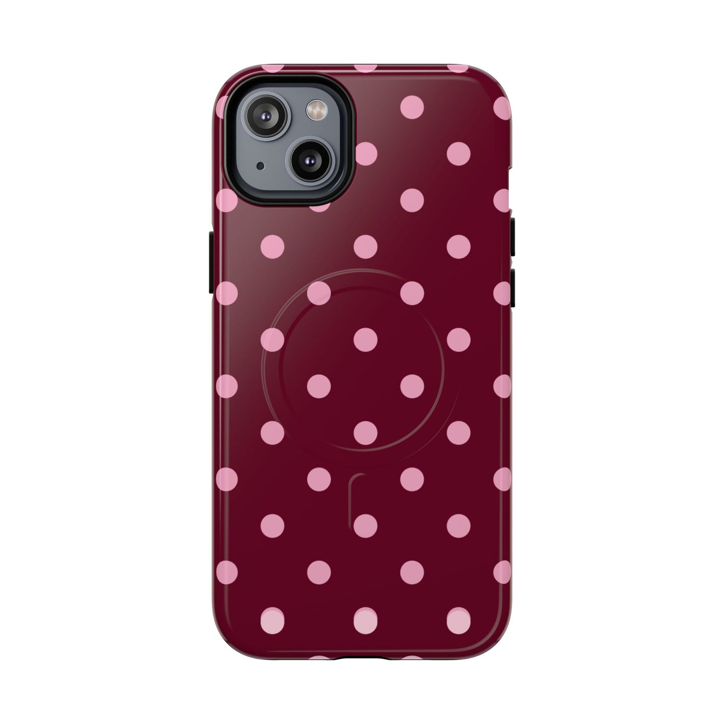 Burgundy Pink Polka Dot Phone Case — Tough Magnetic Protective Case