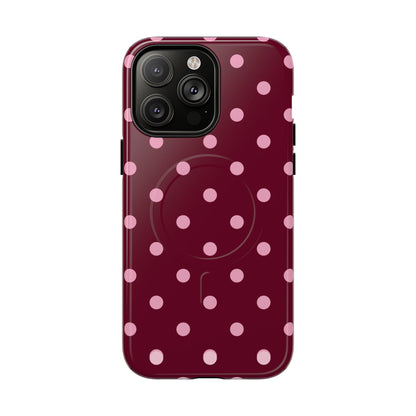 Burgundy Pink Polka Dot Phone Case — Tough Magnetic Protective Case