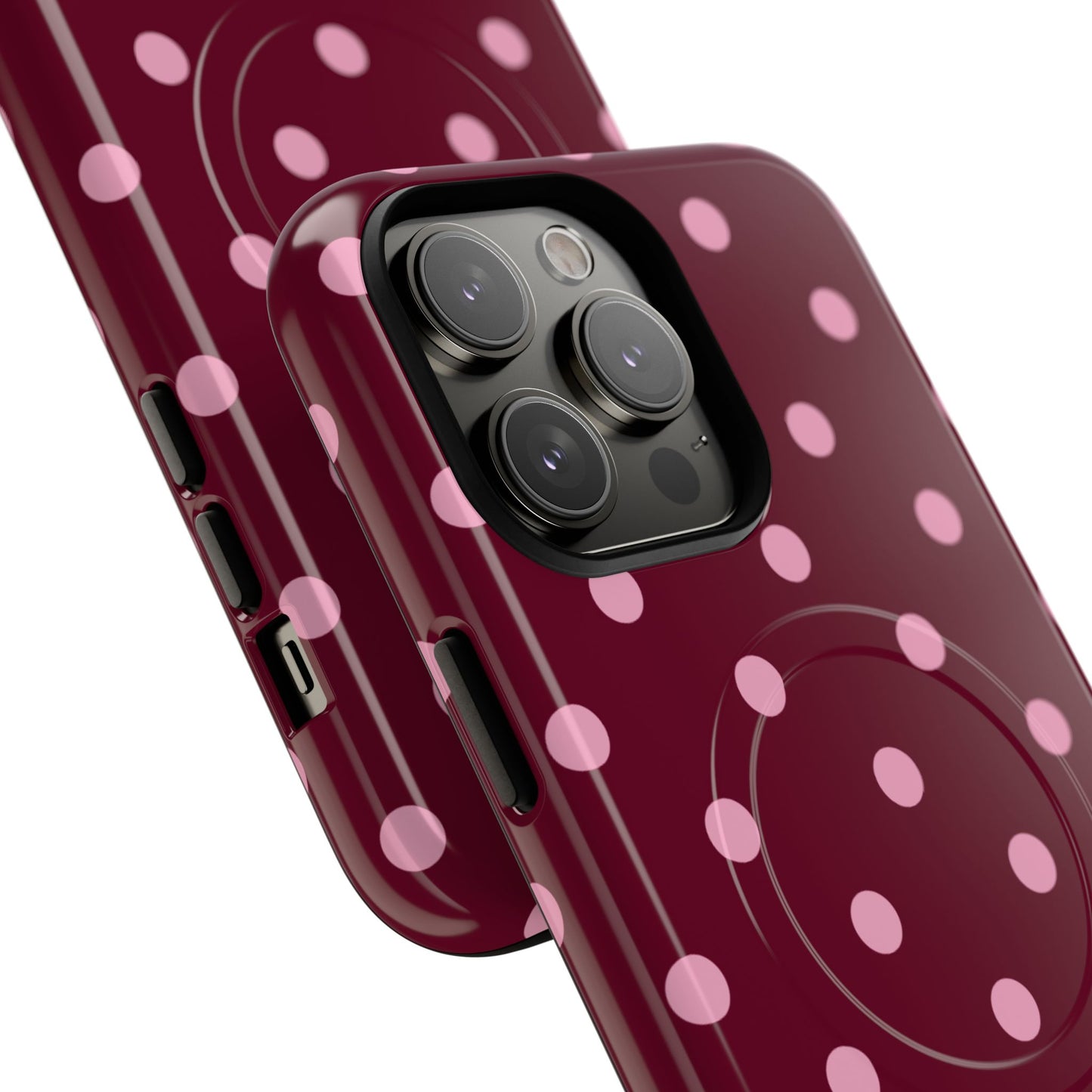 Burgundy Pink Polka Dot Phone Case — Tough Magnetic Protective Case