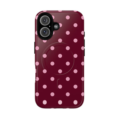 Burgundy Pink Polka Dot Phone Case — Tough Magnetic Protective Case