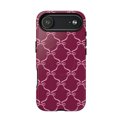 Burgundy & Pink Coquette Bow Magnetic Phone Case