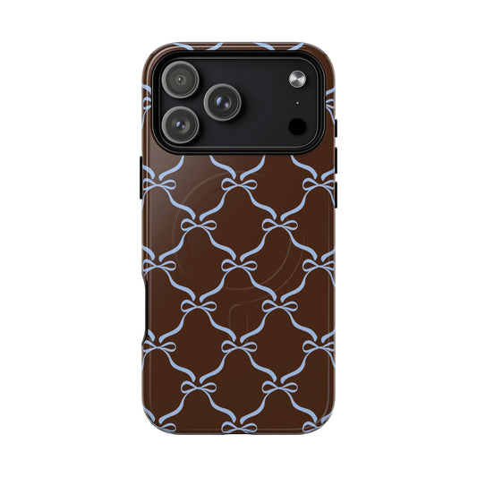 Coquette Brown and Blue Bow l Lux Tough MagSafe