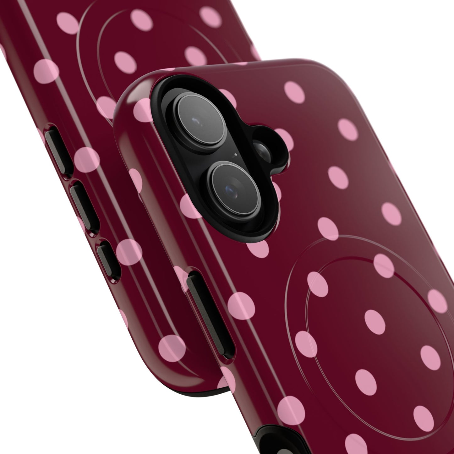 Burgundy Pink Polka Dot Phone Case — Tough Magnetic Protective Case