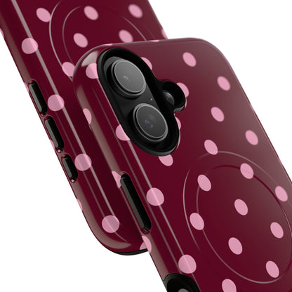 Burgundy Pink Polka Dot Phone Case — Tough Magnetic Protective Case