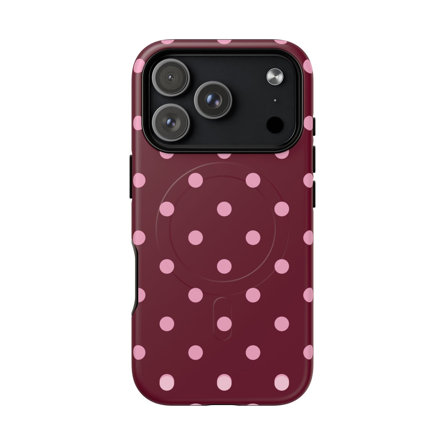 Burgundy Pink Polka Dot Phone Case — Tough Magnetic Protective Case