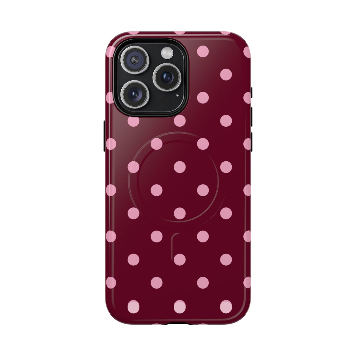 Burgundy Pink Polka Dot Phone Case — Tough Magnetic Protective Case