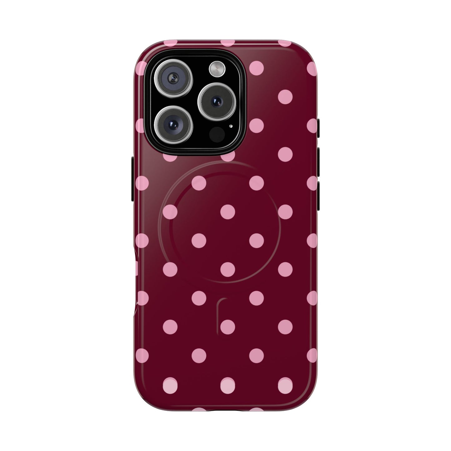 Burgundy Pink Polka Dot Phone Case — Tough Magnetic Protective Case