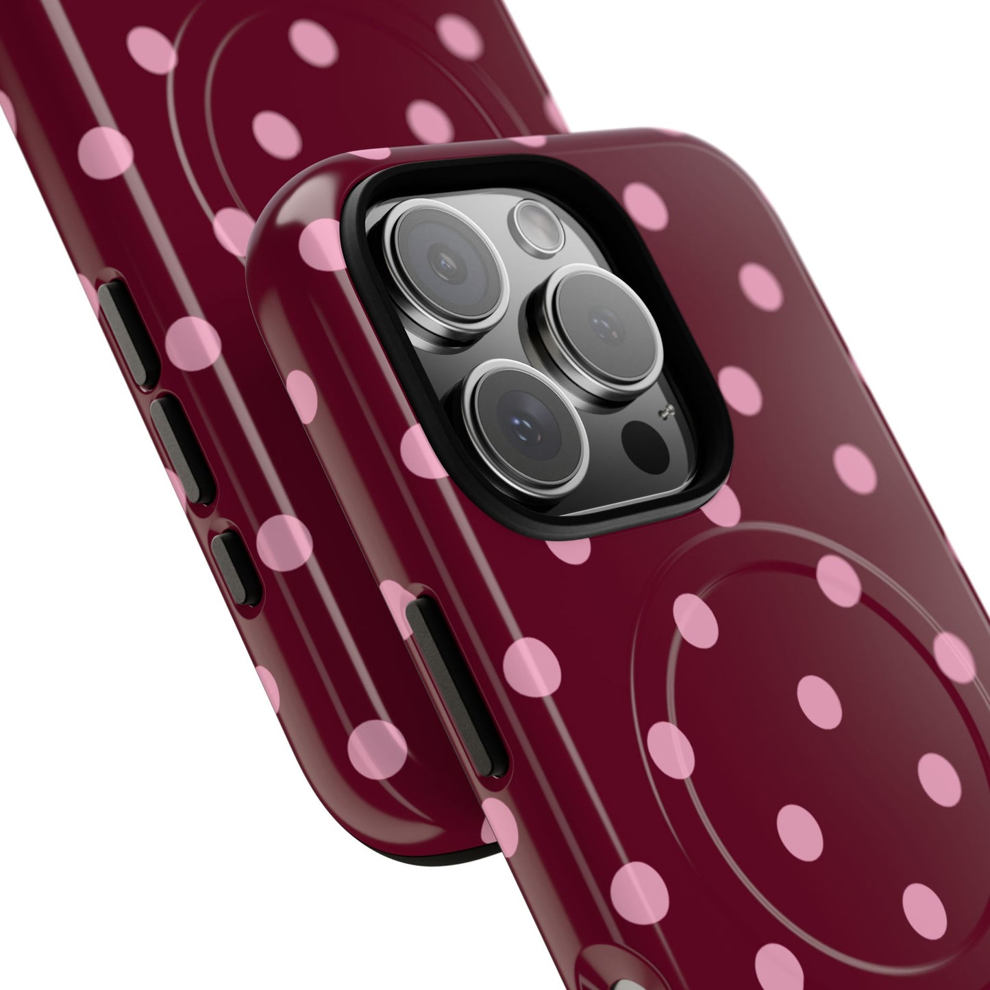 Burgundy Pink Polka Dot Phone Case — Tough Magnetic Protective Case