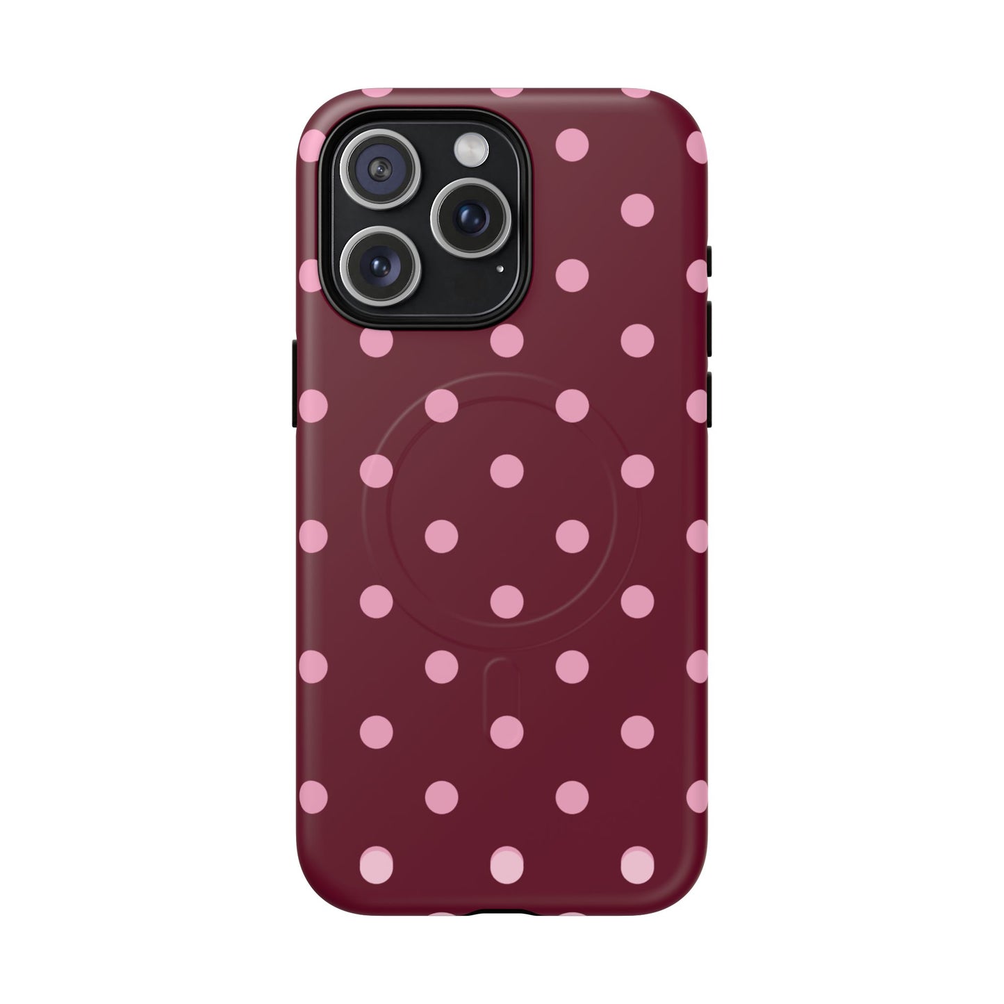 Burgundy Pink Polka Dot Phone Case — Tough Magnetic Protective Case