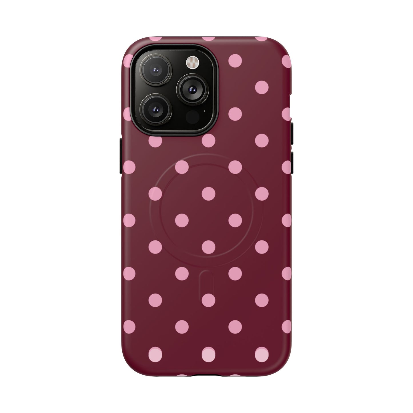 Burgundy Pink Polka Dot Phone Case — Tough Magnetic Protective Case