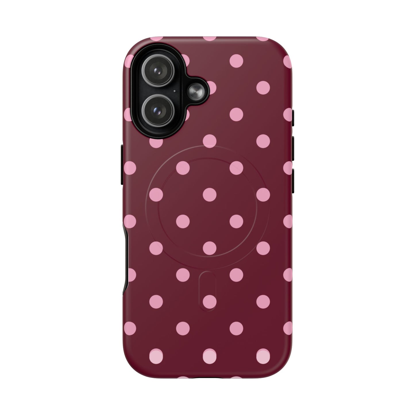 Burgundy Pink Polka Dot Phone Case — Tough Magnetic Protective Case