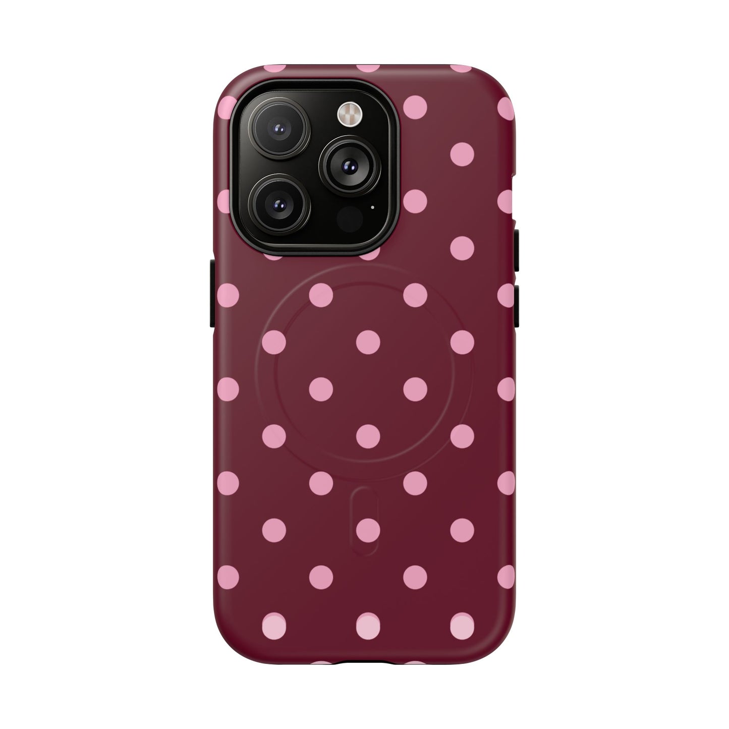 Burgundy Pink Polka Dot Phone Case — Tough Magnetic Protective Case