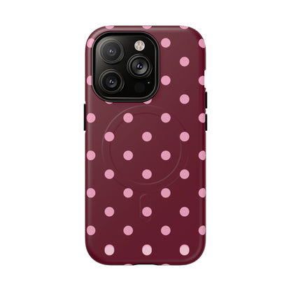 Burgundy Pink Polka Dot Phone Case — Tough Magnetic Protective Case