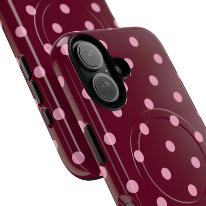 Burgundy Pink Polka Dot Phone Case — Tough Magnetic Protective Case