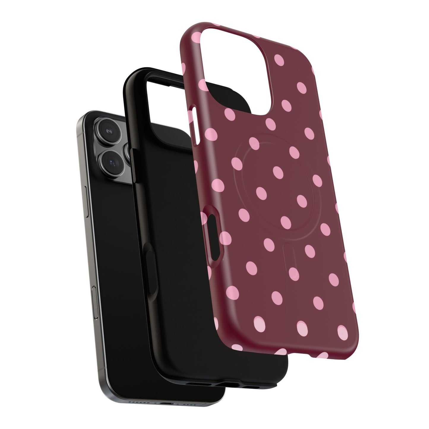 Burgundy Pink Polka Dot Phone Case — Tough Magnetic Protective Case
