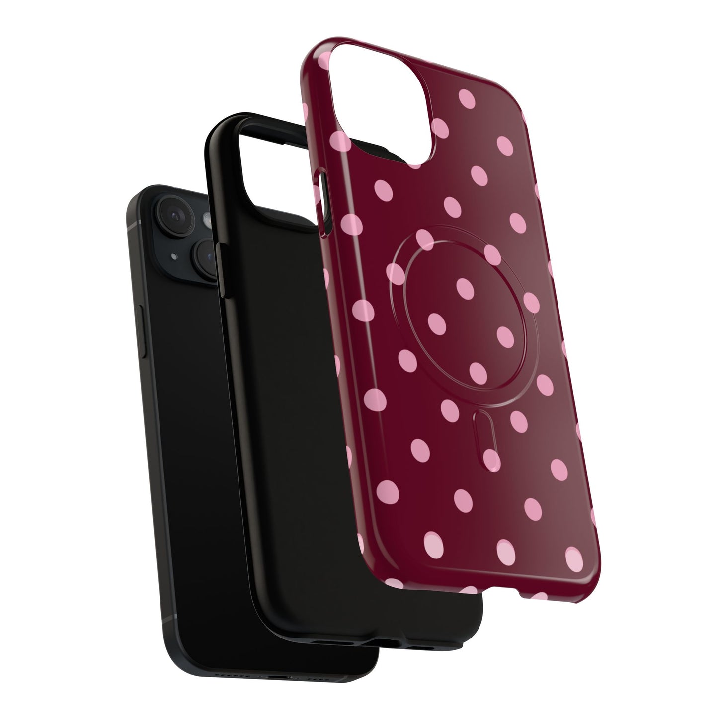 Burgundy Pink Polka Dot Phone Case — Tough Magnetic Protective Case