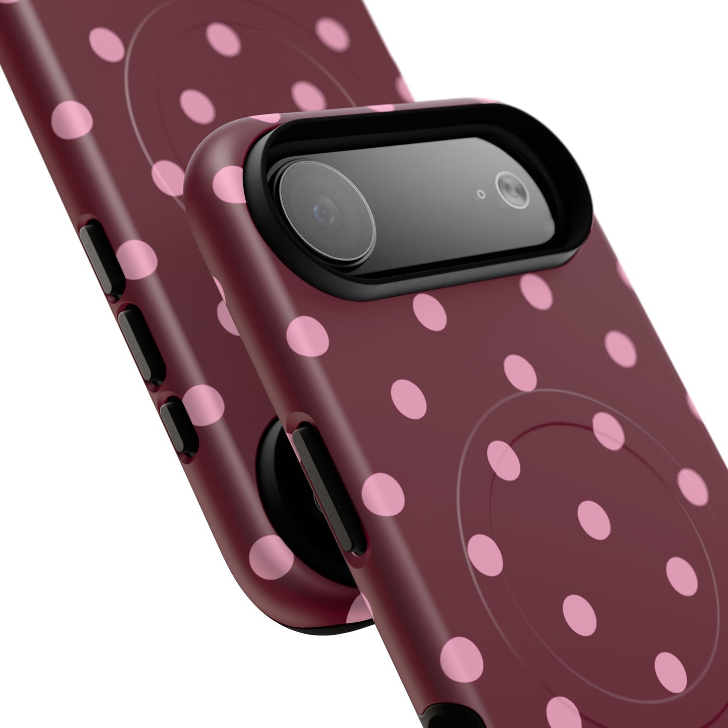 Burgundy Pink Polka Dot Phone Case — Tough Magnetic Protective Case