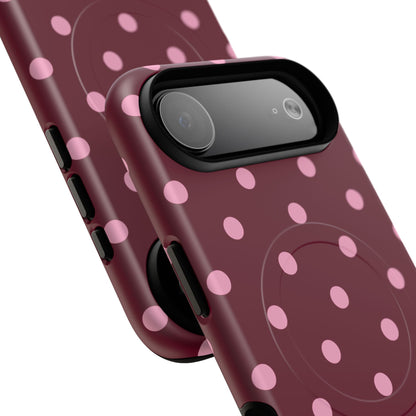 Burgundy Pink Polka Dot Phone Case — Tough Magnetic Protective Case