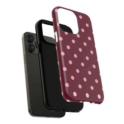 Burgundy Pink Polka Dot Phone Case — Tough Magnetic Protective Case
