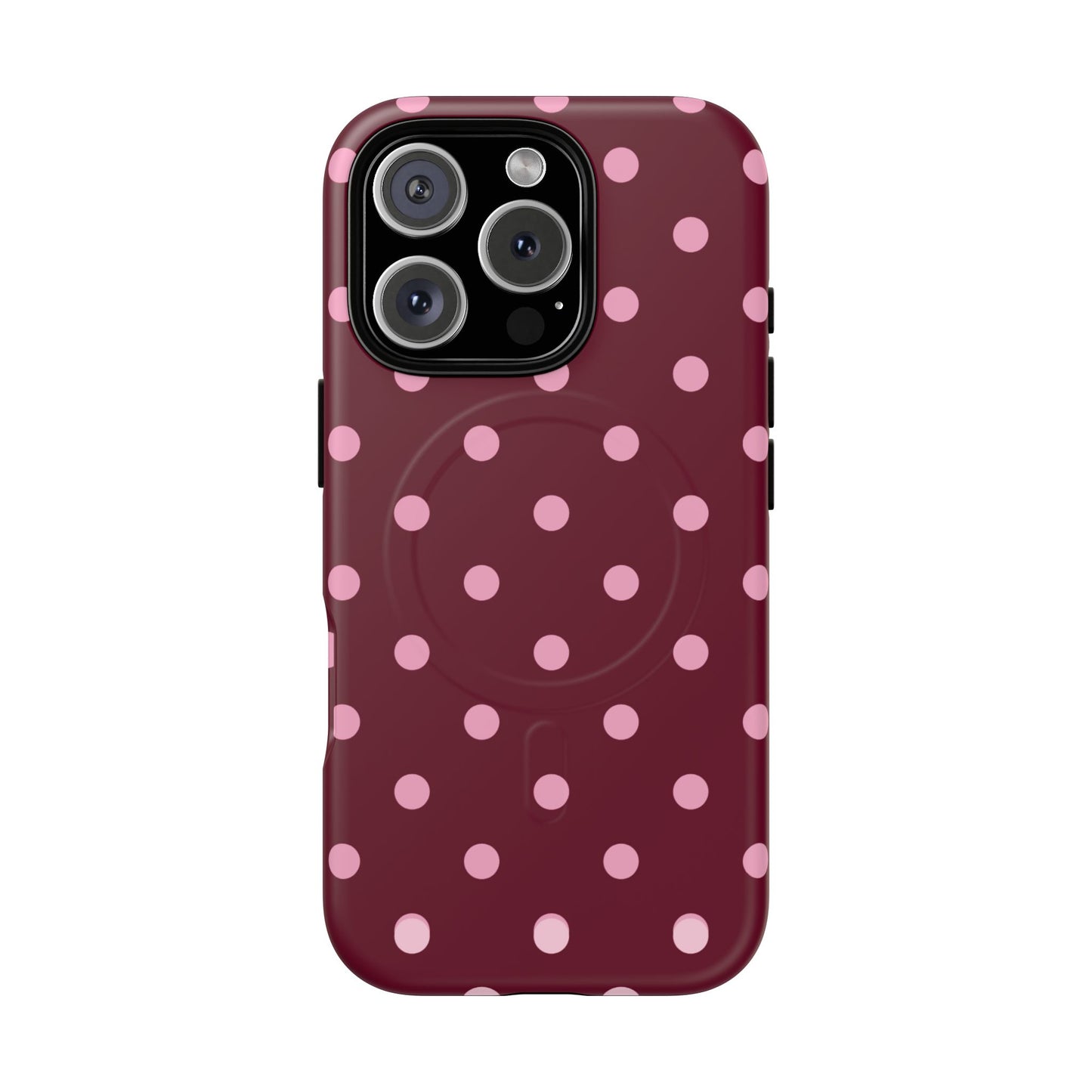 Burgundy Pink Polka Dot Phone Case — Tough Magnetic Protective Case
