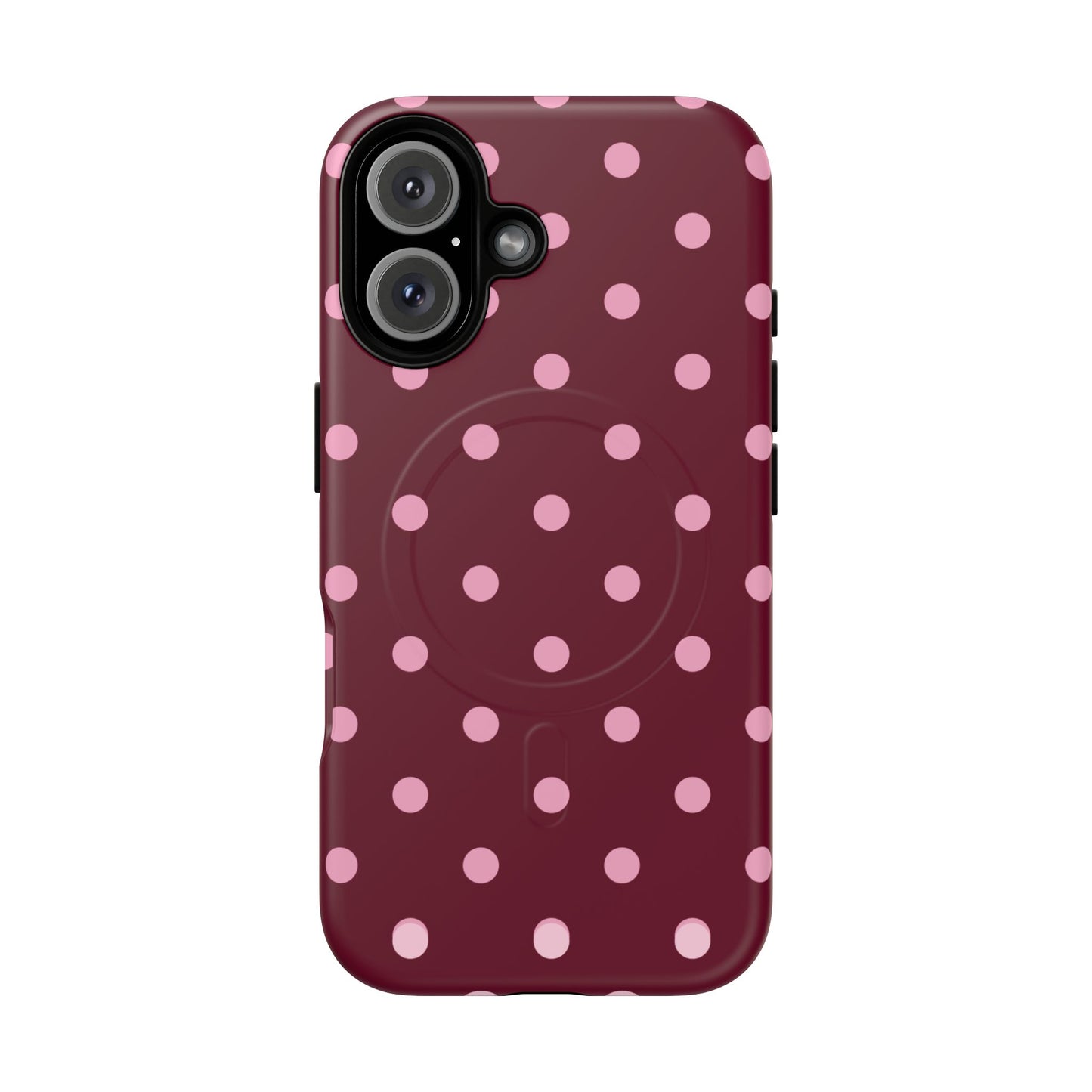 Burgundy Pink Polka Dot Phone Case — Tough Magnetic Protective Case