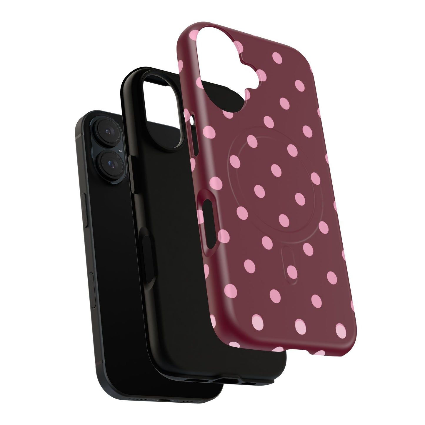 Burgundy Pink Polka Dot Phone Case — Tough Magnetic Protective Case