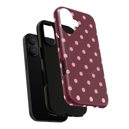 Burgundy Pink Polka Dot Phone Case — Tough Magnetic Protective Case