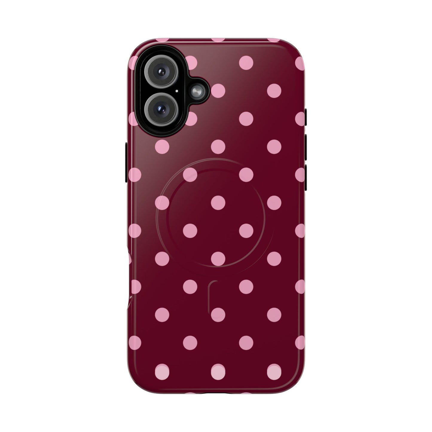Burgundy Pink Polka Dot Phone Case — Tough Magnetic Protective Case