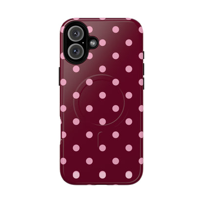 Burgundy Pink Polka Dot Phone Case — Tough Magnetic Protective Case