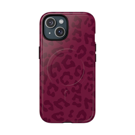 Burgundy Leopard Print Phone Case | Magnetic Tough Case