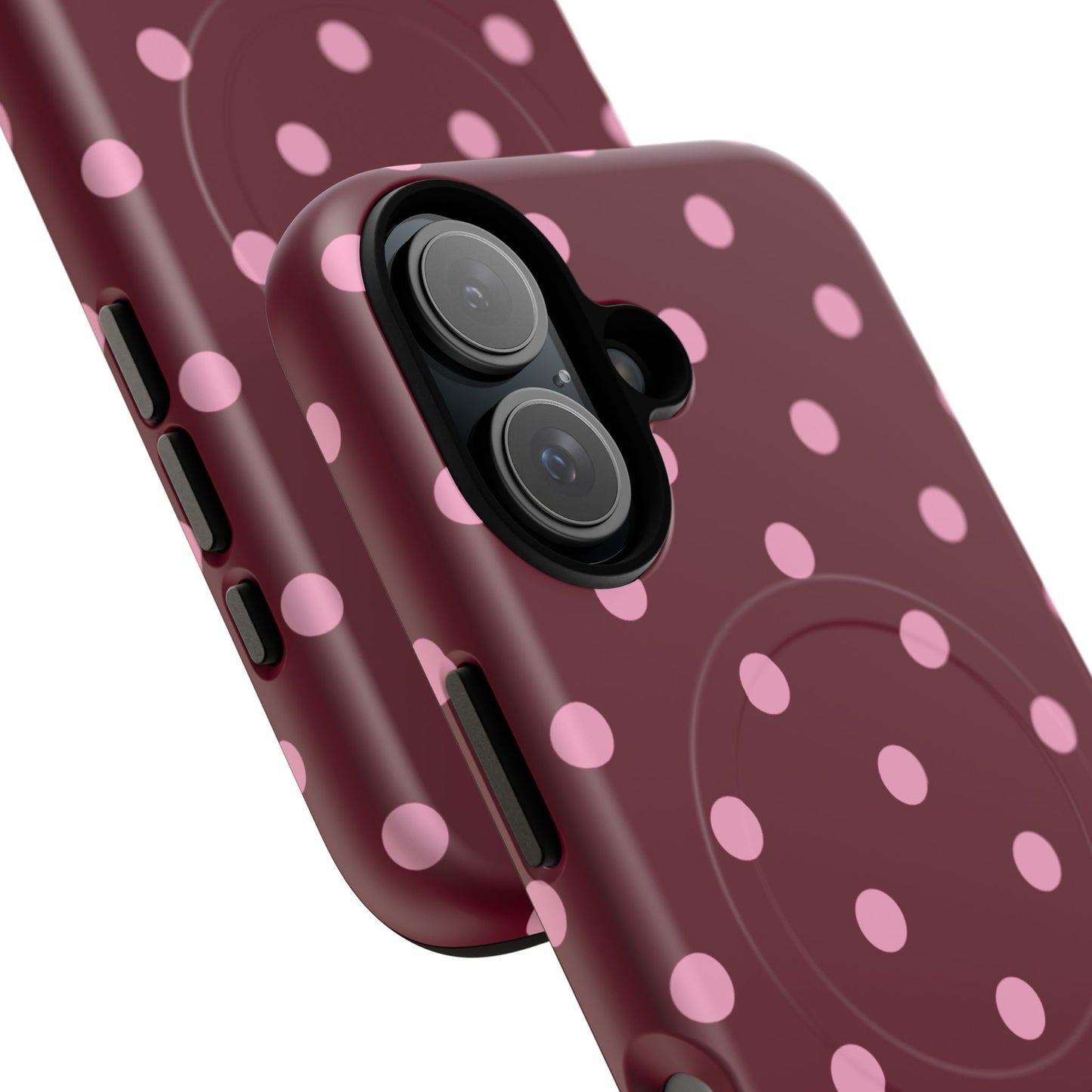 Burgundy Pink Polka Dot Phone Case — Tough Magnetic Protective Case