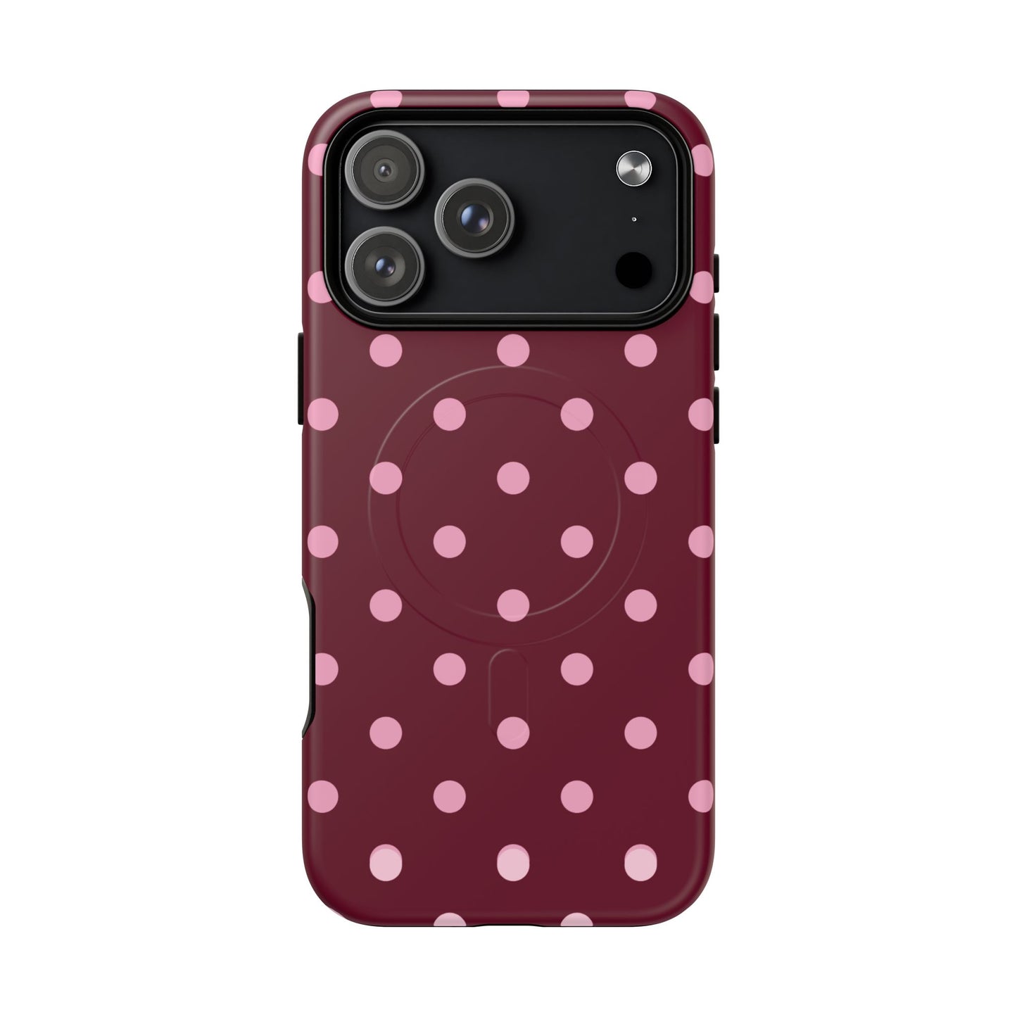 Burgundy Pink Polka Dot Phone Case — Tough Magnetic Protective Case