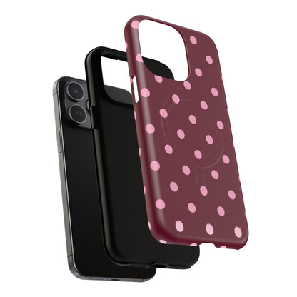 Burgundy Pink Polka Dot Phone Case — Tough Magnetic Protective Case