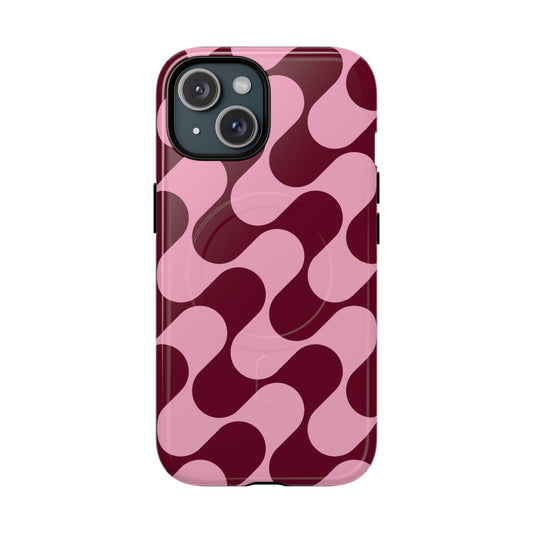 Pink Retro Wavy Magnetic Phone Case